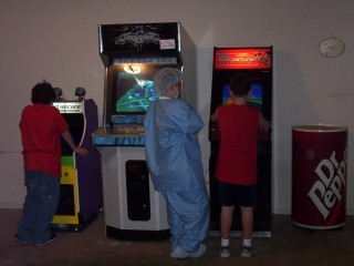 Tim's Halloween Party - Mini Arcade, Soul Calibur, & Hang-On - Action Shot